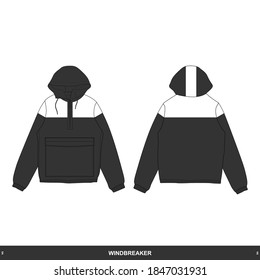 SIMPLE AND MODERN VELCRO POCKET WINDBREAKER DESIGN, DESIGN TEMPLATE AND MOCKUP FOR COMMERCIAL USE