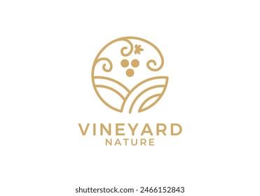 simple modern vineyard nature logo design