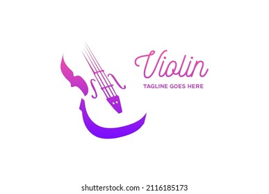 Simple Modern Violin Fiddle Viola Silhouette for Music Concert Show Competition Logo Design Vector