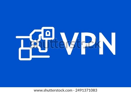 Simple and modern VPN icon featuring a padlock on a blue background. Perfect for security, privacy, and online protection concepts. Ideal for website design, app development, and marketing materials