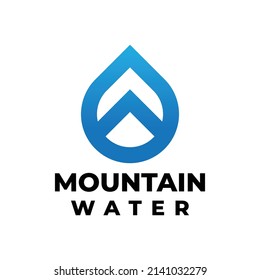 diseño de logotipo de montaña de agua simple y moderna