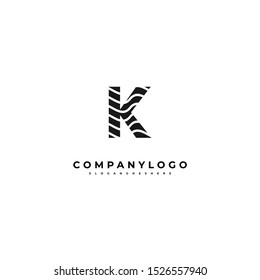 simple modern wavy K logo letter creative design concept isolated on background.