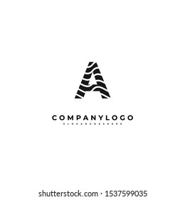 simple modern wavy A logo letter creative design concept isolated on background.