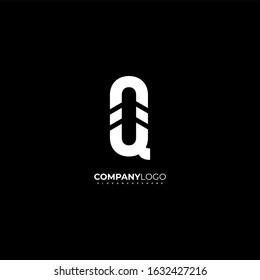 Simple modern white Q logotype creative design concept isolated on black background vector illustration