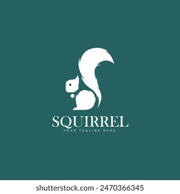 simple and modern white squirrel logo on a green background