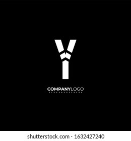 Simple modern white Y logotype creative design concept isolated on black background vector illustration