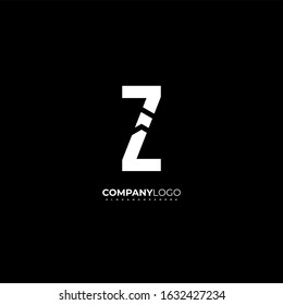 Simple modern white Z logotype creative design concept isolated on black background vector illustration