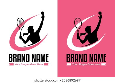 einfache moderne Frauen Tennis Sport Vektorgrafik Logo-Design