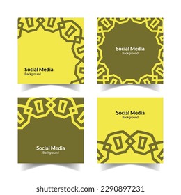 simple y moderno amarillo floral cuadrado plano fondo de medios sociales