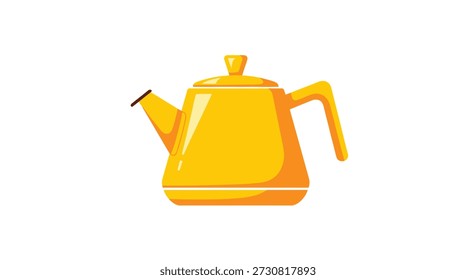 Ilustração simples e moderna de bule ou chaleira amarela com um design limpo, perfeito para conceitos de tempo de cozinha ou chá.