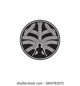 simple modern yoga meditation energy projection vector icon