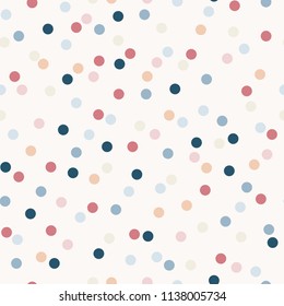 Simple modestly tinted falling confetti vector pattern, seamless repeat. Trendy vintage look. For party and holiday themed designs, wallpapers, cards, textiles, packing materials, scrapbooking etc.