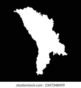 Simple Moldova Map Isolated on Black Background, can be used for business designs, presentation designs or any suitable designs.