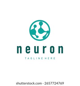 simple molecular concept of neuron logo design which is simple minimalist cell and also simple molecular structure design as silhouette and poster illustration template