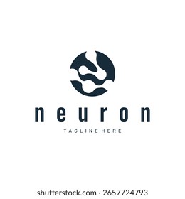 simple molecular concept of neuron logo design which is simple minimalist cell and also simple molecular structure design as silhouette and poster illustration template