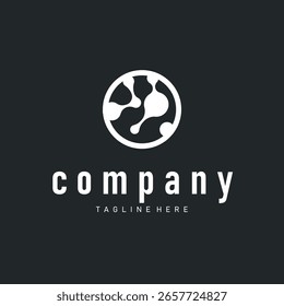 Concepto molecular simple del diseño del logotipo de la neurona que es célula minimalista simple y también diseño simple de la estructura molecular como Plantilla de la silueta y de la ilustración del cartel