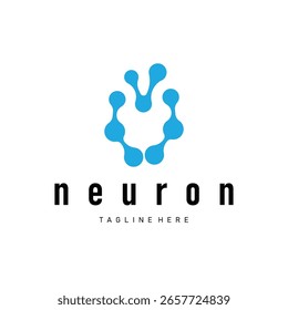 Concepto molecular simple del diseño del logotipo de la neurona que es célula minimalista simple y también diseño simple de la estructura molecular como Plantilla de la silueta y de la ilustración del cartel