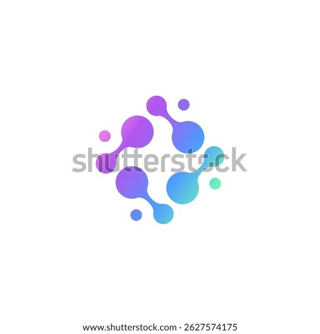 simple molecule, neuron logo biology science icon, floral neuron plasma circular.