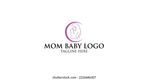 Simple mom  baby logo design with unique concept premium vector