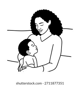 
Einfache Mutter und Kinder Illustration Vektorbild auf weißem Hintergrund für Familien-, Eltern- und Pflegedesigns