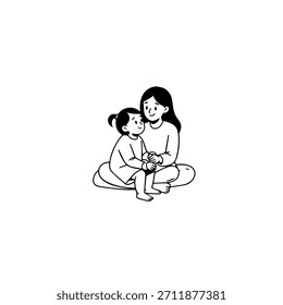
Imagen de Vector simple de la ilustración de la madre y de los niños en el fondo blanco para la familia, la crianza y los Diseños del cuidado