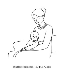 
Simple Mom and Kids Illustration Vector Image on White Background for Family, Parenting, and Care Designs