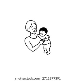 
Imagem de vetor de ilustração de mãe simples e crianças no fundo branco para desenhos de família, pais e cuidados