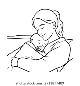 
Simple Mom and Kids Illustration Vector Image on White Background for Family, Parenting, and Care Designs