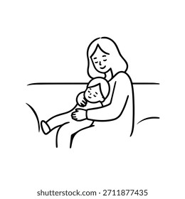 
Simple Mom and Kids Illustration Vector Image on White Background for Family, Parenting, and Care Designs