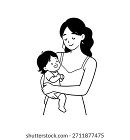
Simple Mom and Kids Illustration Vector Image on White Background for Family, Parenting, and Care Designs