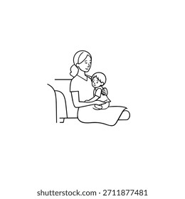 
Imagem de vetor de ilustração de mãe simples e crianças no fundo branco para desenhos de família, pais e cuidados