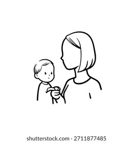 
Imagen de Vector simple de la ilustración de la madre y de los niños en el fondo blanco para la familia, la crianza y los Diseños del cuidado