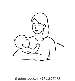 
Simple Mom and Kids Illustration Vector Image on White Background for Family, Parenting, and Care Designs