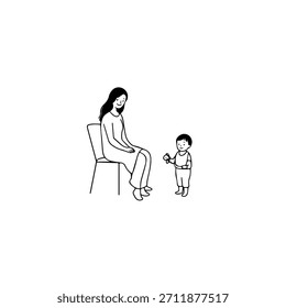 
Simple Mom and Kids Illustration Vector Image on White Background for Family, Parenting, and Care Designs