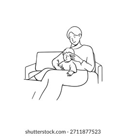 
Imagen de Vector simple de la ilustración de la madre y de los niños en el fondo blanco para la familia, la crianza y los Diseños del cuidado