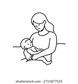 
Simple Mom and Kids Illustration Vector Image on White Background for Family, Parenting, and Care Designs