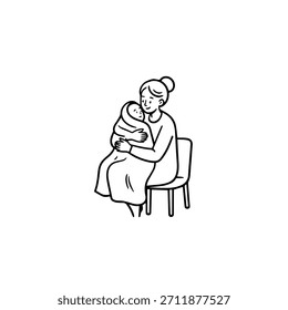 
Imagem de vetor de ilustração de mãe simples e crianças no fundo branco para desenhos de família, pais e cuidados