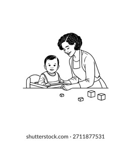 
Imagen de Vector simple de la ilustración de la madre y de los niños en el fondo blanco para la familia, la crianza y los Diseños del cuidado