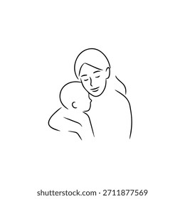 
Simple Mom and Kids Illustration Vector Image on White Background for Family, Parenting, and Care Designs