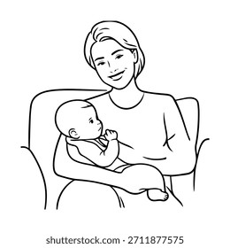 
Imagem de vetor de ilustração de mãe simples e crianças no fundo branco para desenhos de família, pais e cuidados