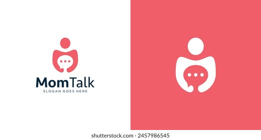 Simple Mom Talk Logo. Woman, Female Talk Logo Icon Symbol Vector Design Inspiraition.