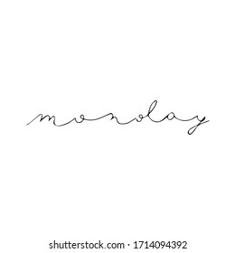 Simple monday typography, hand drawn handmade calligraphy isolated on white background EPS Vector