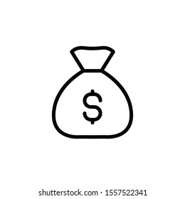 Simple money bag line icon. Stroke pictogram. Vector illustration isolated on a white background. Premium quality symbol. Vector sign for mobile app and web sites.