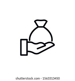 Simple money bag line icon. Stroke pictogram. Vector illustration isolated on a white background. Premium quality symbol. Vector sign for mobile app and web sites.