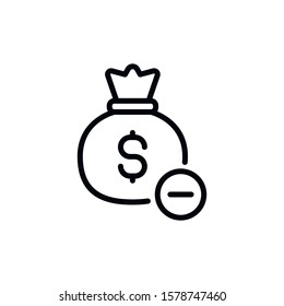 Simple money bag line icon. Stroke pictogram. Vector illustration isolated on a white background. Premium quality symbol. Vector sign for mobile app and web sites.