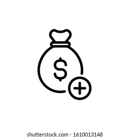 Simple money bag line icon. Stroke pictogram. Vector illustration isolated on a white background. Premium quality symbol. Vector sign for mobile app and web sites.