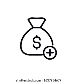 Simple money bag line icon. Stroke pictogram. Vector illustration isolated on a white background. Premium quality symbol. Vector sign for mobile app and web sites.