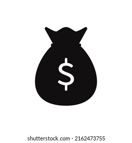 A Simple Money Bag Silhouette. Flat Icon Vector Illustration For UI Graphic Design.