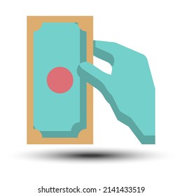 simple money flat icon, cash and hand related on the white background