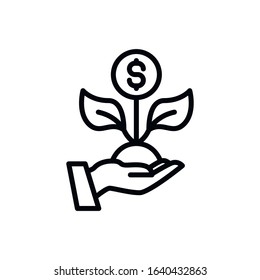 Simple money growth line icon. Stroke pictogram. Vector illustration isolated on a white background. Premium quality symbol. Vector sign for mobile app and web sites.